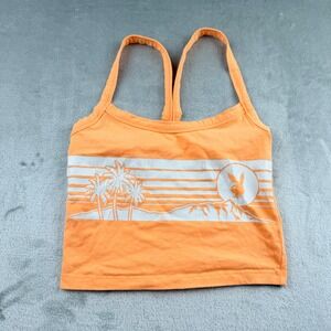 Playboy by PacSun Women's Medium Orange Graphic Crop Tank Top